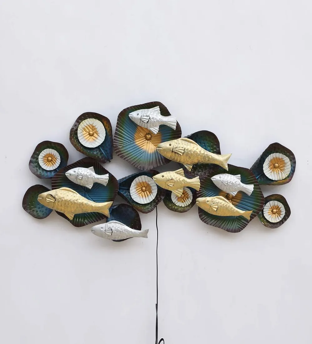 Deep Water Golden Fish LED Metal Wall Decor