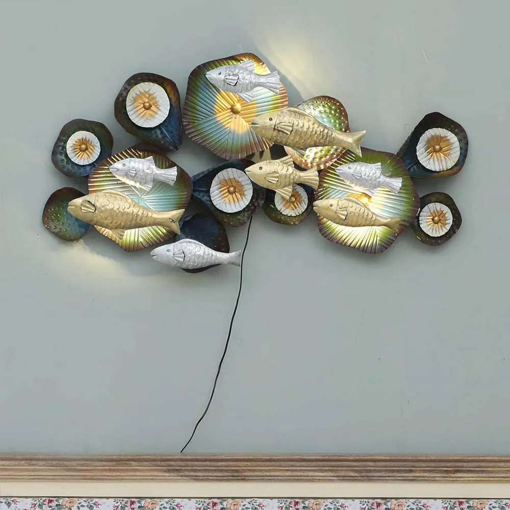 Deep Water Golden Fish LED Metal Wall Decor