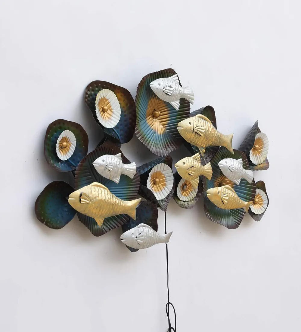 Deep Water Golden Fish LED Metal Wall Decor