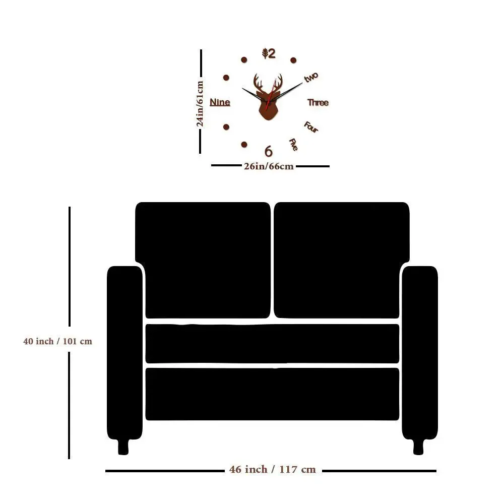 Deer Face Designer Big Size 3D Infinity Wall Clock (Size: 24 inch X 24 inch)