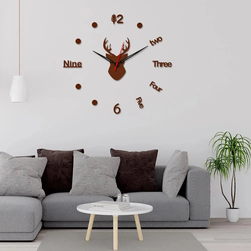 Deer Face Designer Big Size 3D Infinity Wall Clock (Size: 24 inch X 24 inch)