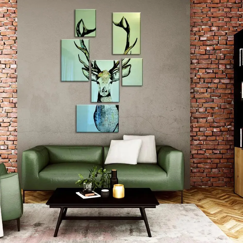 Deer Wildlife Premium Quality Canvas 6 Pieces Wall Painting