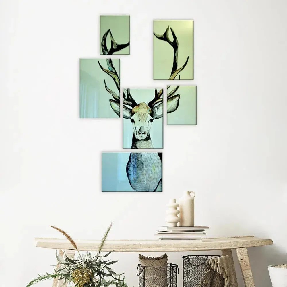 Deer Wildlife Premium Quality Canvas 6 Pieces Wall Painting