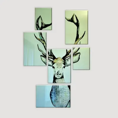 Deer Wildlife Premium Quality Canvas 6 Pieces Wall Painting
