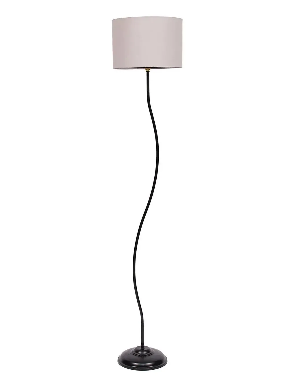 Deigner Wavy Floor Lamp With Drum Shape Cotton Shade Black