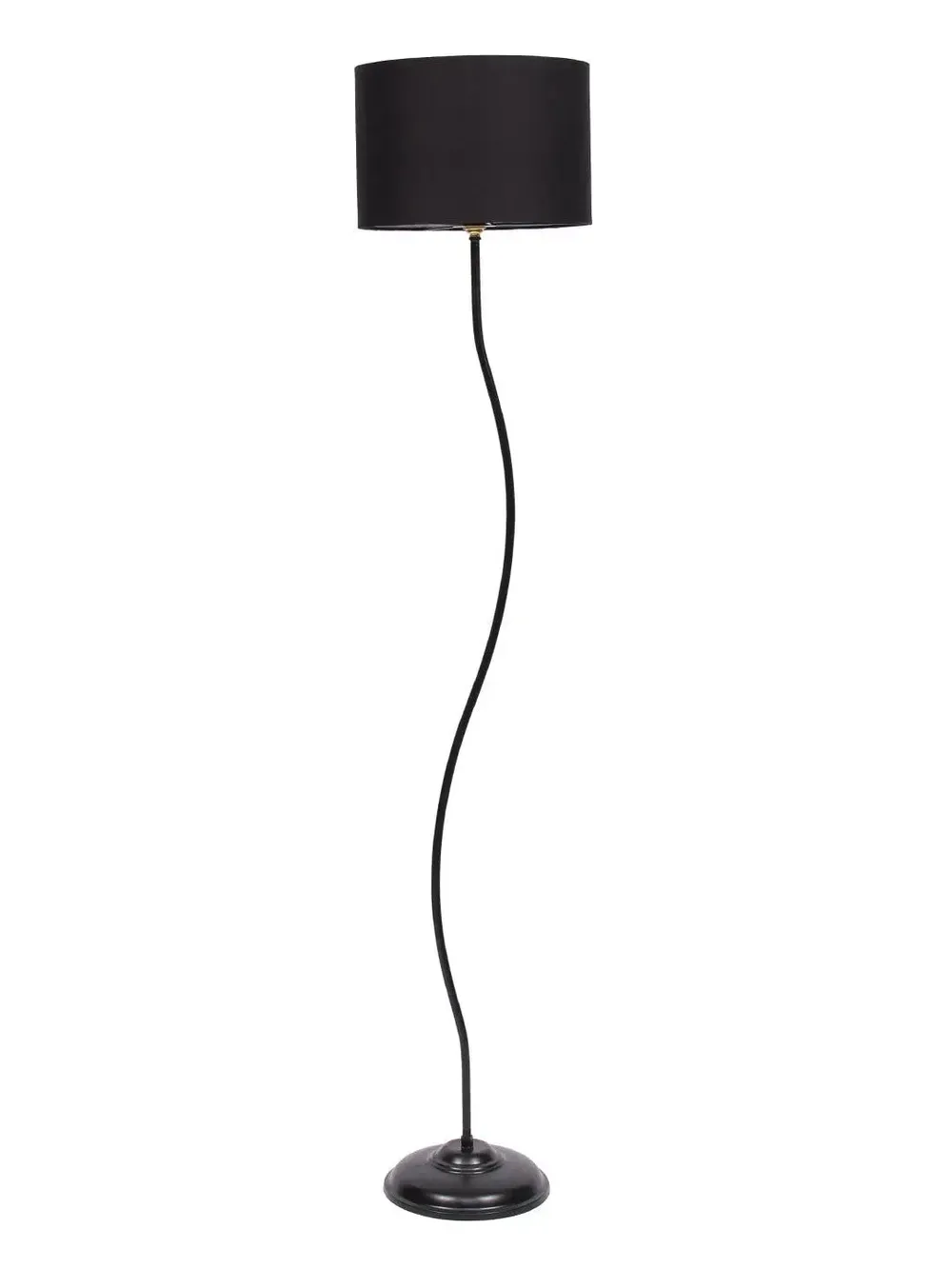 Deigner Wavy Floor Lamp With Drum Shape Cotton Shade Black