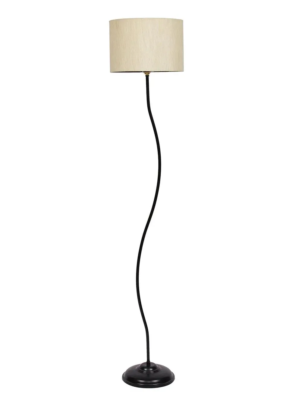 Deigner Wavy Floor Lamp With Drum Shape Cotton Shade Black
