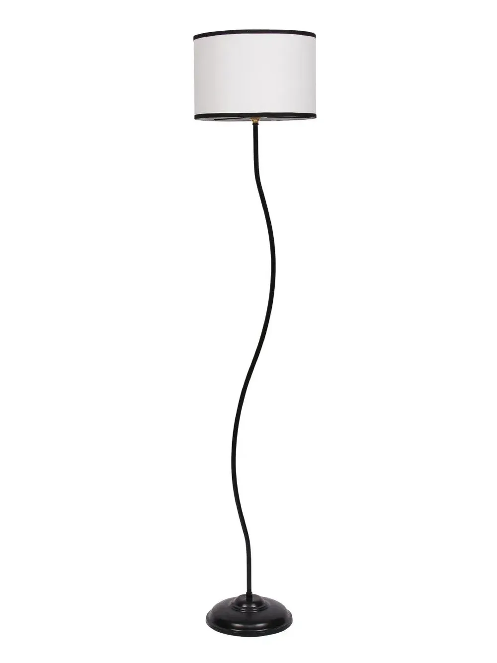 Deigner Wavy Floor Lamp With Drum Shape Cotton Shade Black