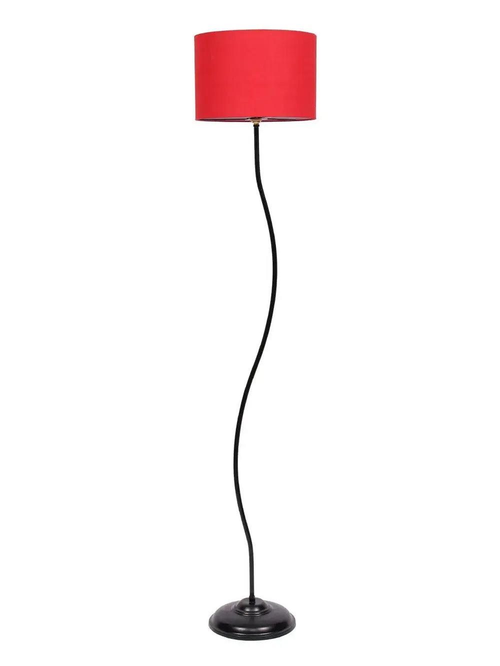 Deigner Wavy Floor Lamp With Drum Shape Cotton Shade Black