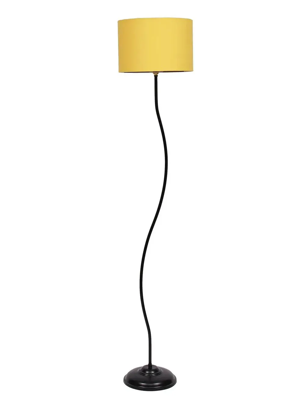 Deigner Wavy Floor Lamp With Drum Shape Cotton Shade Black