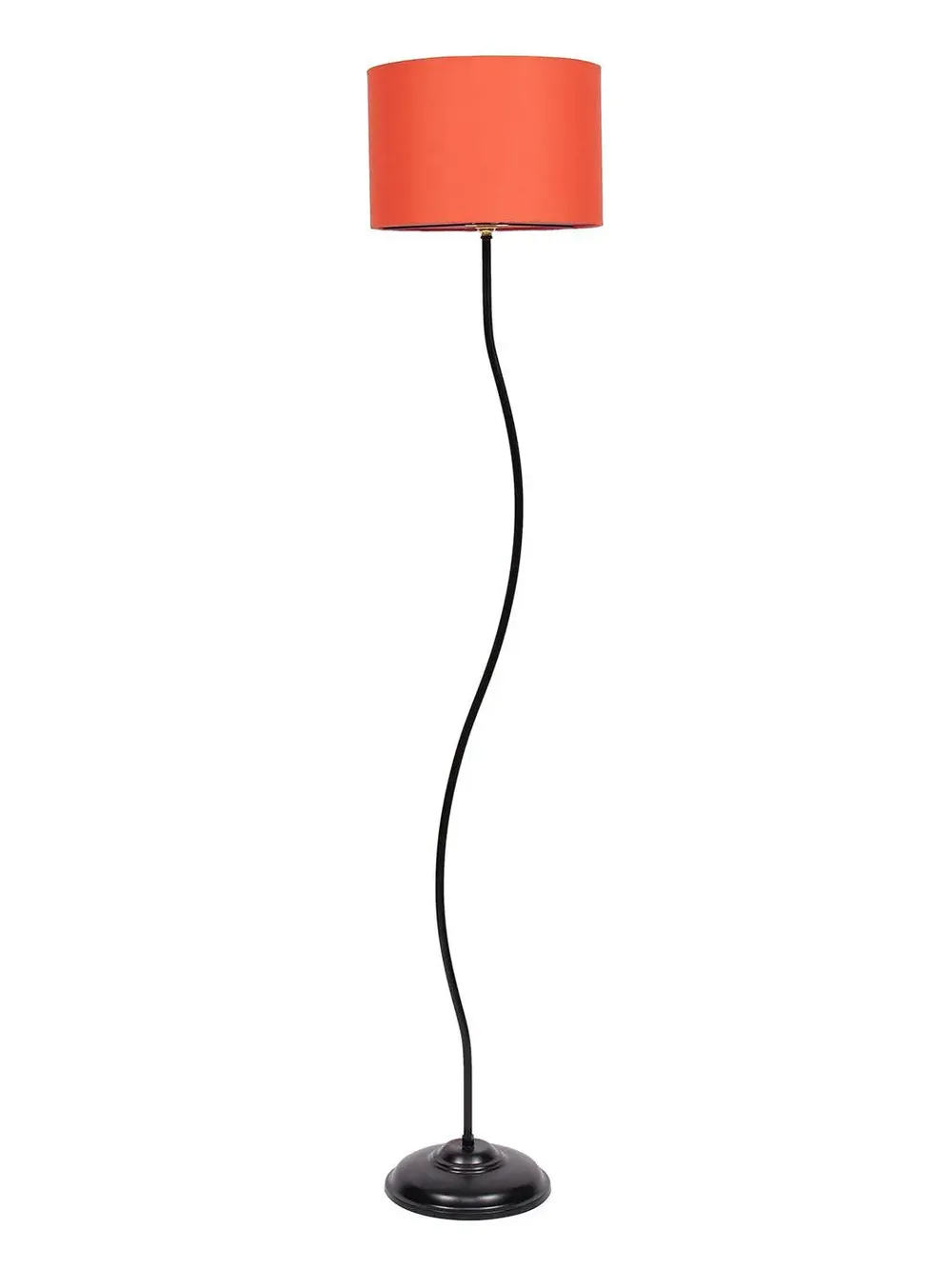 Deigner Wavy Floor Lamp With Drum Shape Cotton Shade Black