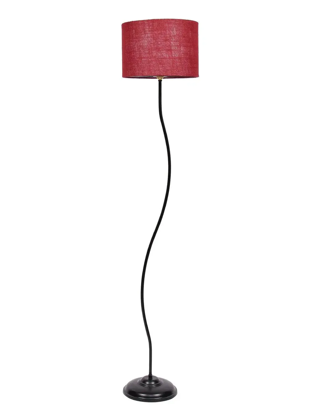 Deigner Wavy Floor Lamp With Drum Shape Jute Shade Beige