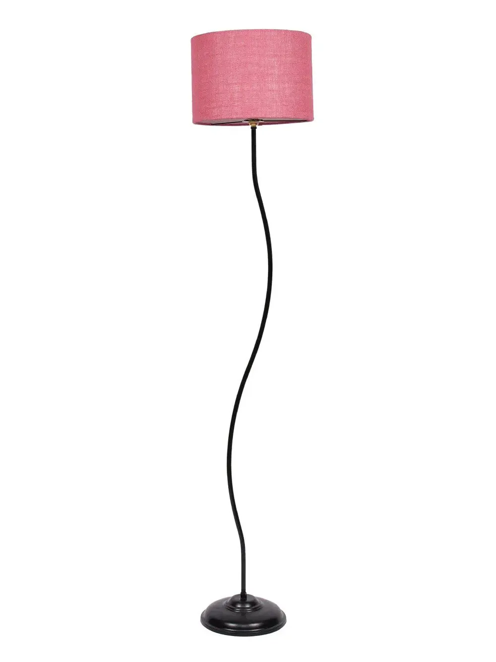 Deigner Wavy Floor Lamp With Drum Shape Jute Shade Beige