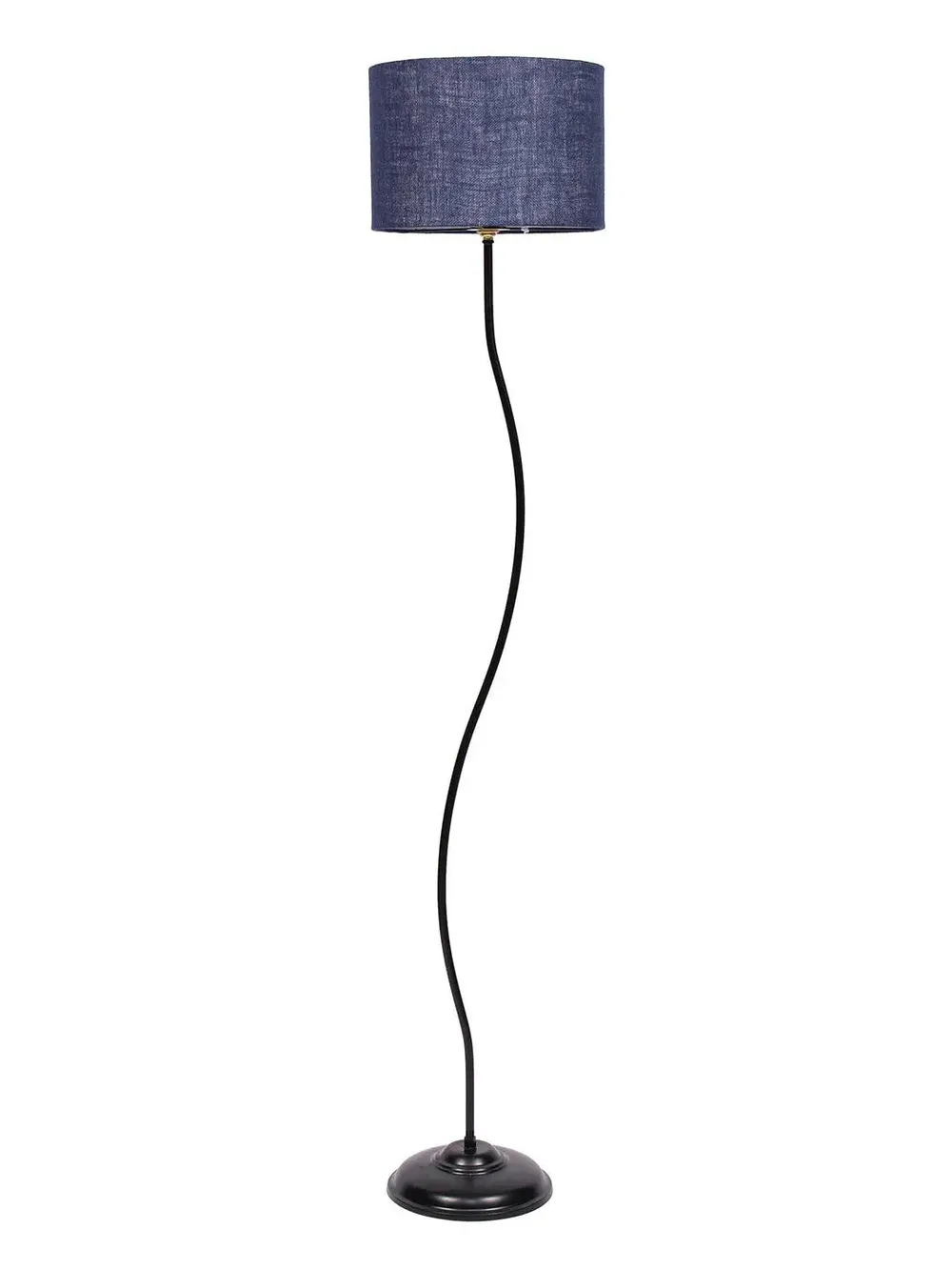 Deigner Wavy Floor Lamp With Drum Shape Jute Shade Beige