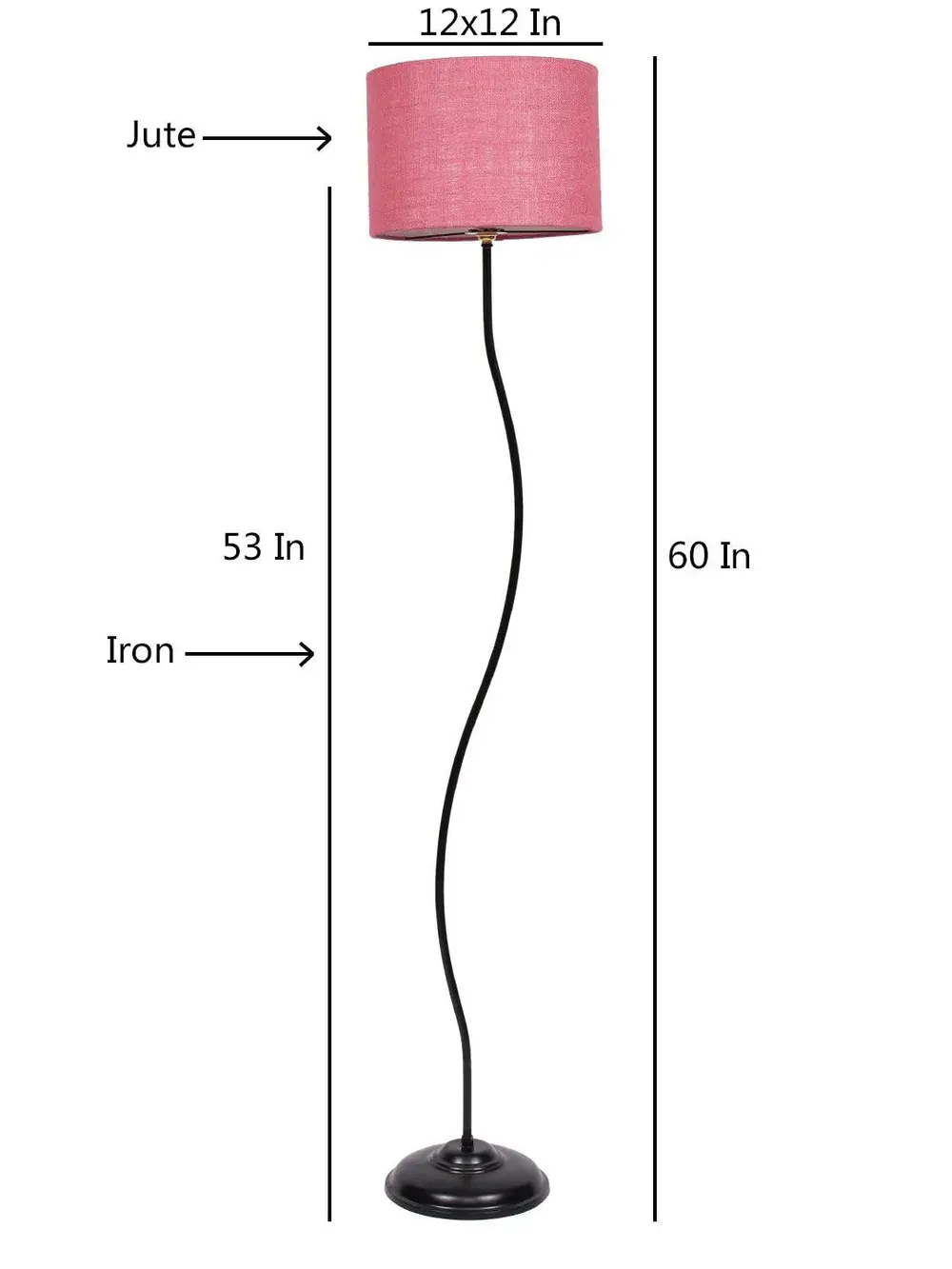 Deigner Wavy Floor Lamp With Drum Shape Jute Shade Beige