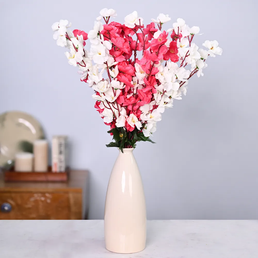 Delightful Pink & White Artificial Orchid Bunch Combo