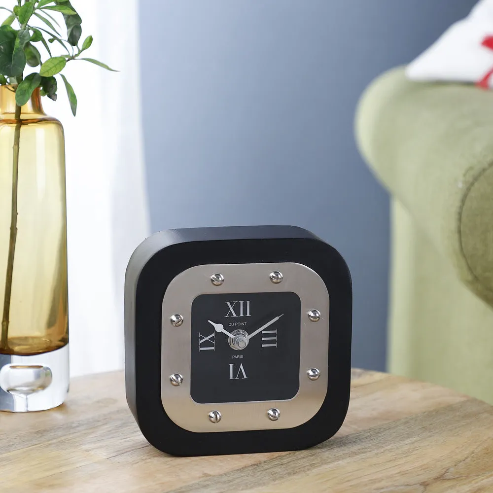 Denki Silver Metal Table Clock