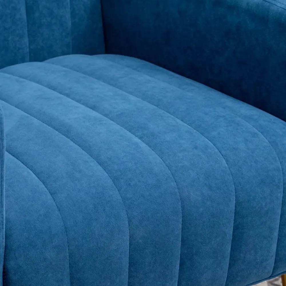 Dense Foam Luxurious Blue Lounge Chair Single Piece