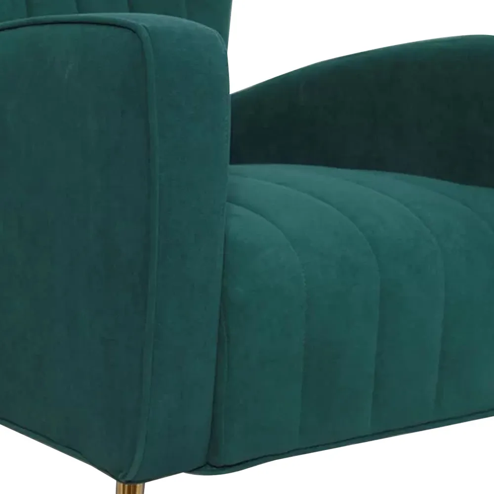 Dense Foam Luxurious Green Lounge Chair Single Piece