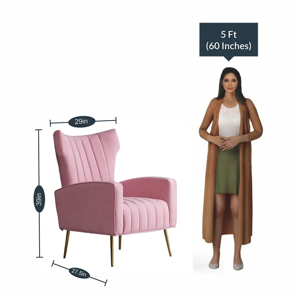 Dense Foam Luxurious Pink Lounge Chair Single Piece