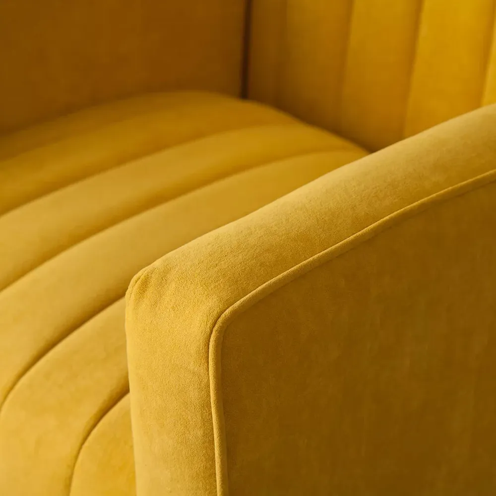 Dense Foam Luxurious Yellow Lounge Chair Single Piece