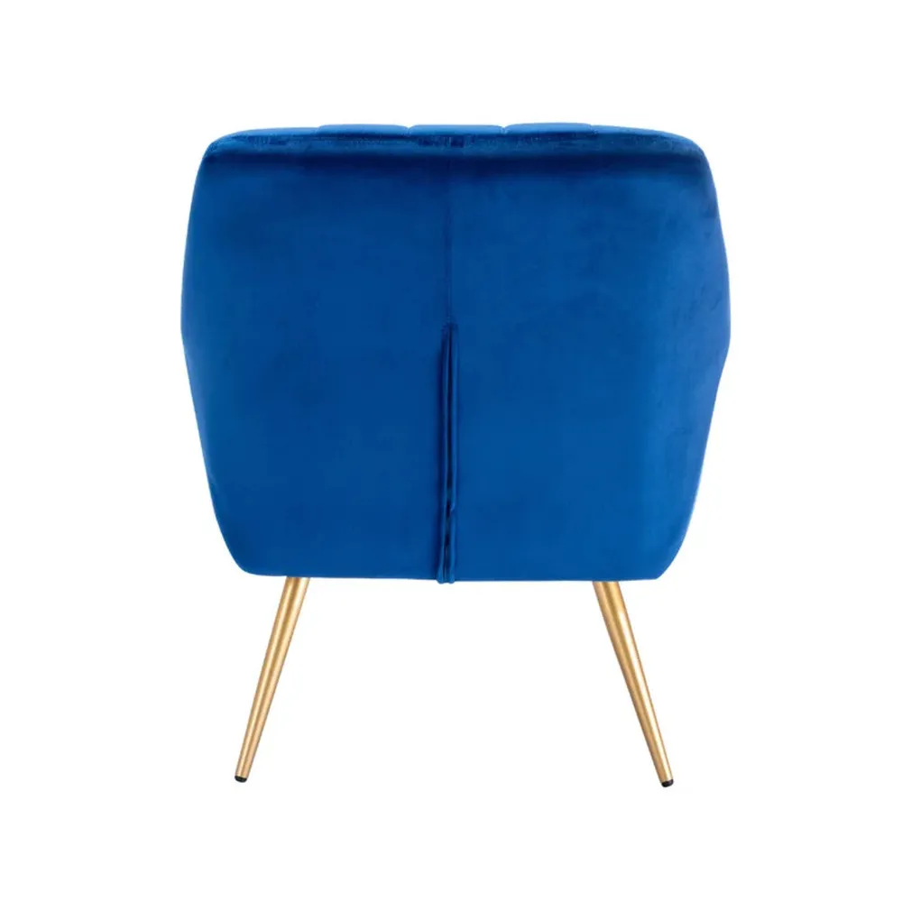 Dense Padded Bright Blue Velvet Accent Chair Single chair