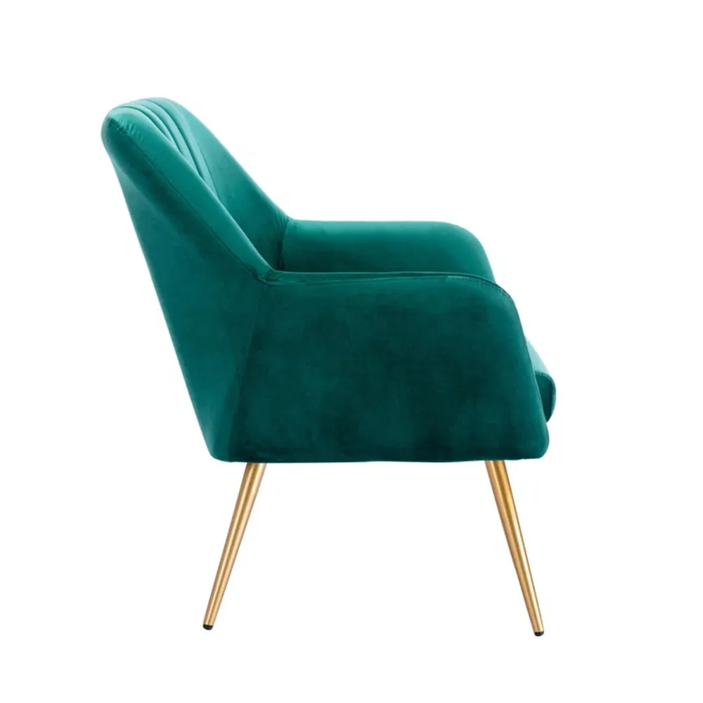 Dense Padded Bright Green Velvet Accent Chair Single chair