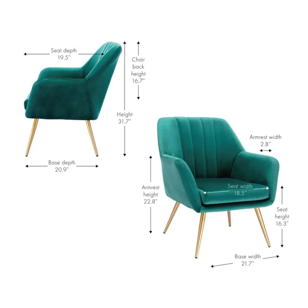 Dense Padded Bright Green Velvet Accent Chair Single chair