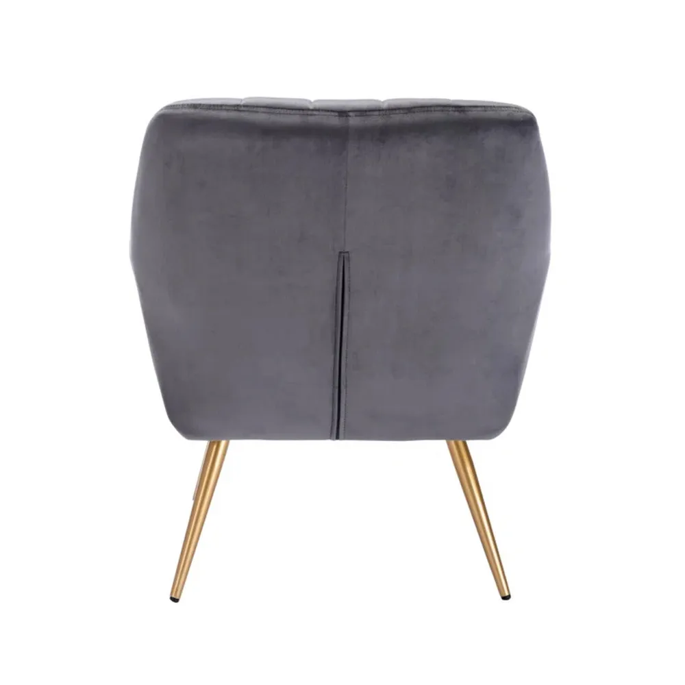 Dense Padded Bright Grey Velvet Accent Chair Single chair