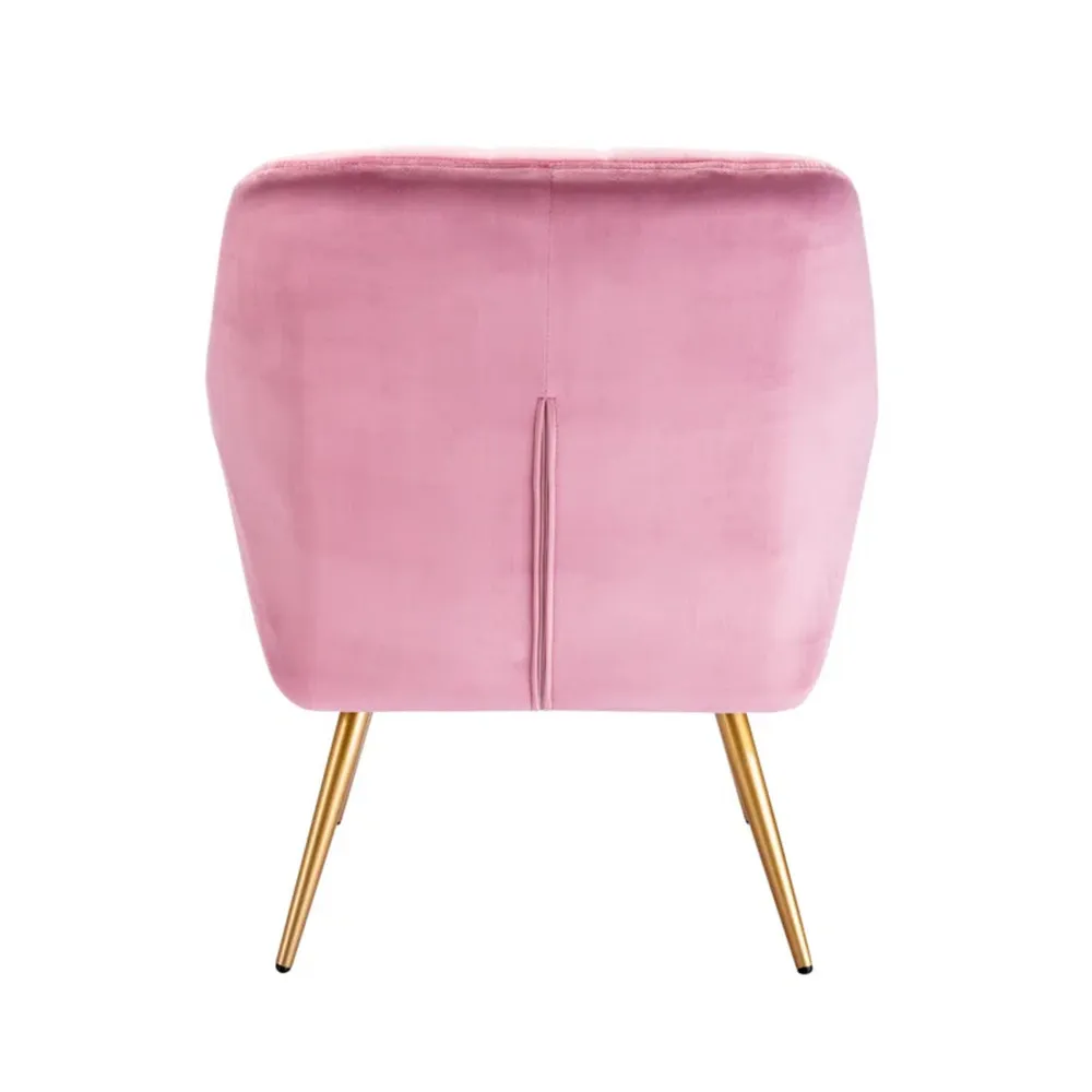 Dense Padded Bright Pink Velvet Accent Chair Single chair