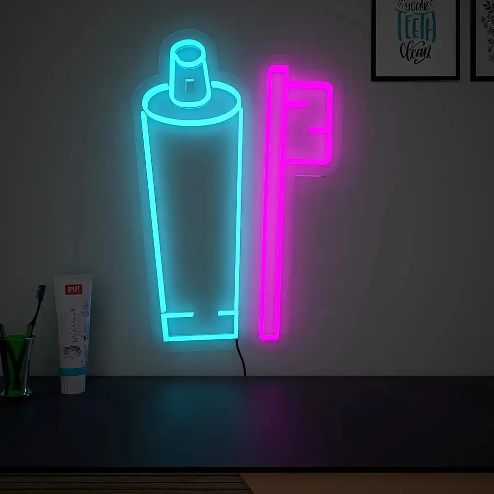 Dentist Toothbrush LED Neon Light- Set of 2