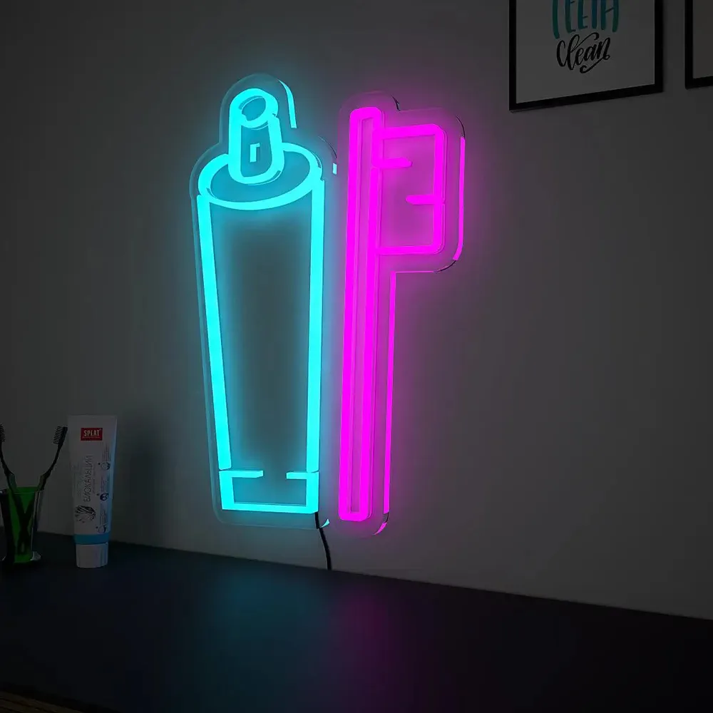 Dentist Toothbrush LED Neon Light- Set of 2