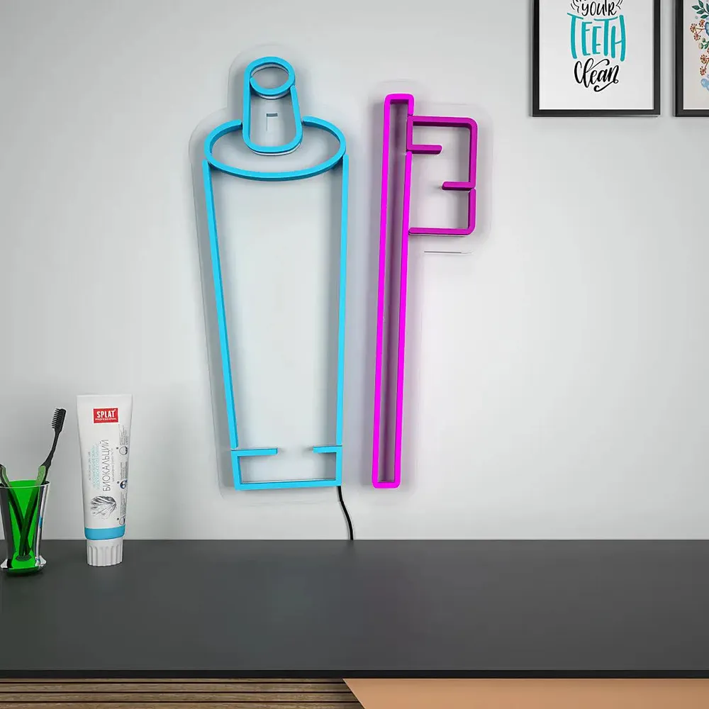 Dentist Toothbrush LED Neon Light- Set of 2