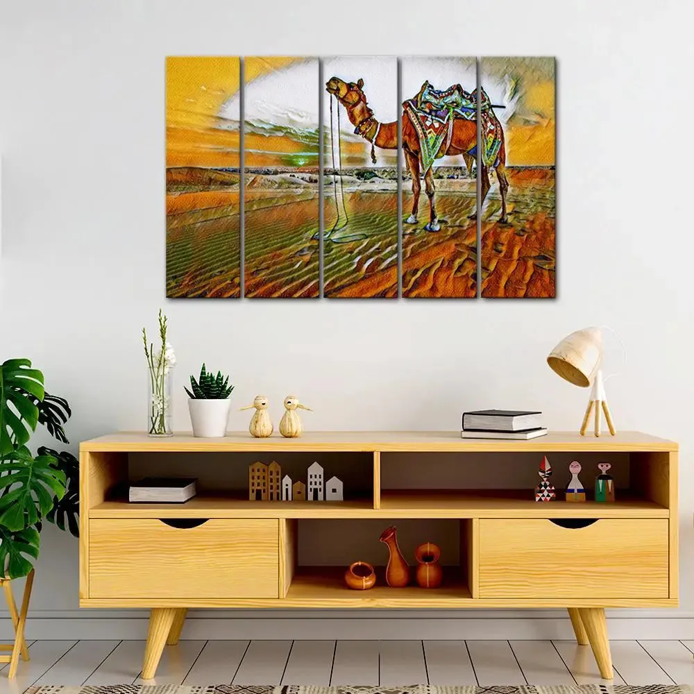 Desert Painting with Camel Canvas Wall Painting
