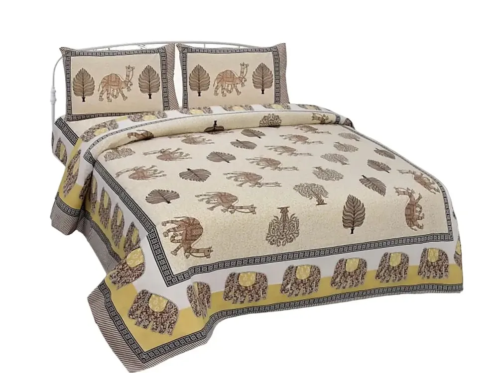 Desert Personified Printed 144 TC Cotton Double Bedsheet with Pillow Covers