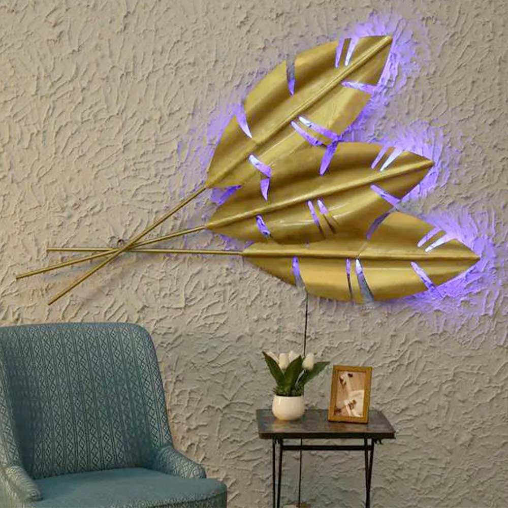 Designer Banana Leaf LED Metal Wall Decor