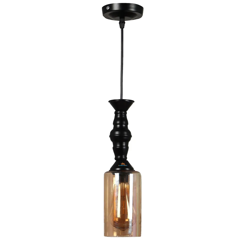 Designer Black Hanging Luster Glass Light (Cylindrical)