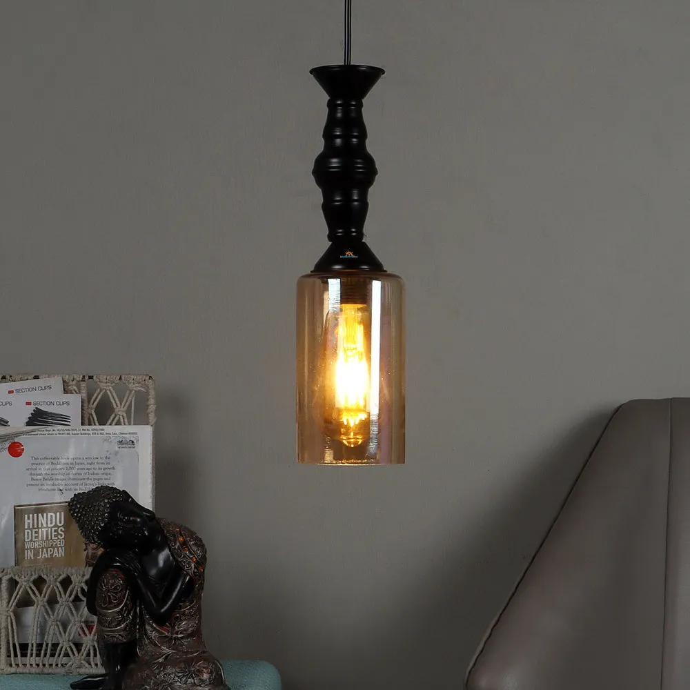 Designer Black Hanging Luster Glass Light (Cylindrical)