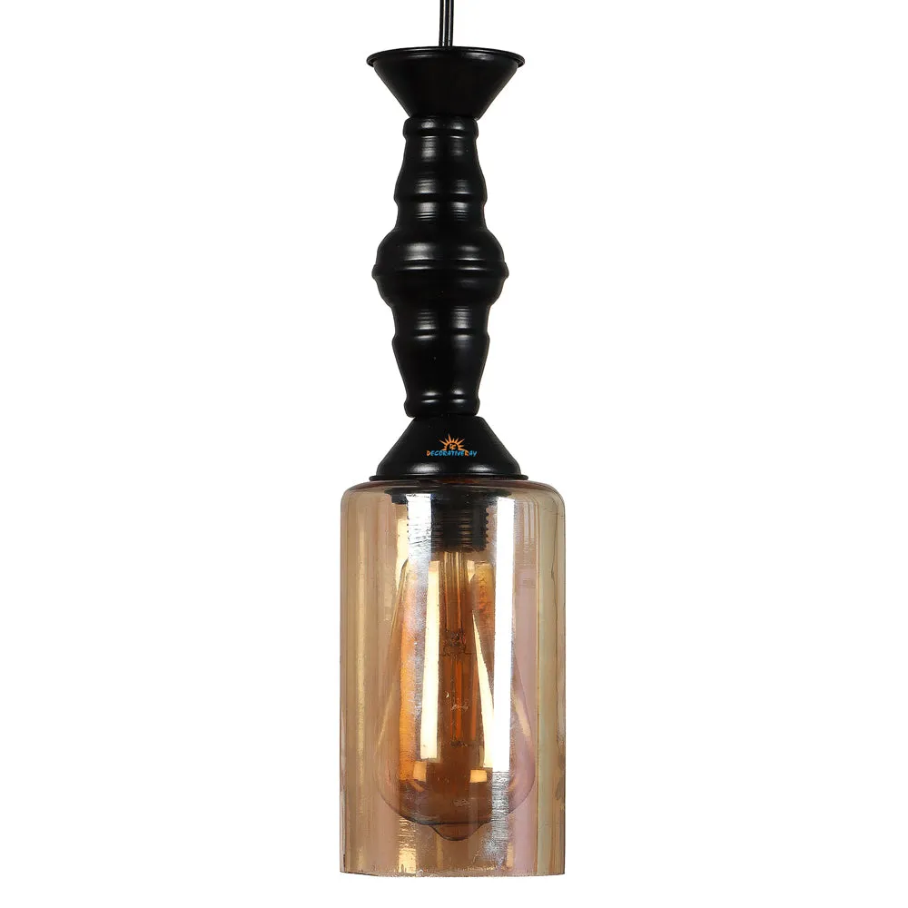 Designer Black Hanging Luster Glass Light (Cylindrical)