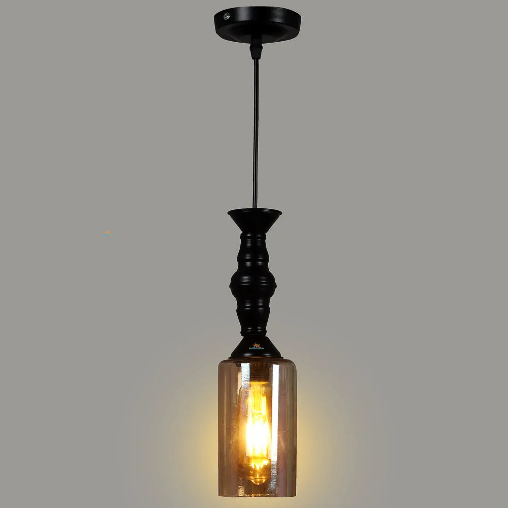 Designer Black Hanging Luster Glass Light (Cylindrical)