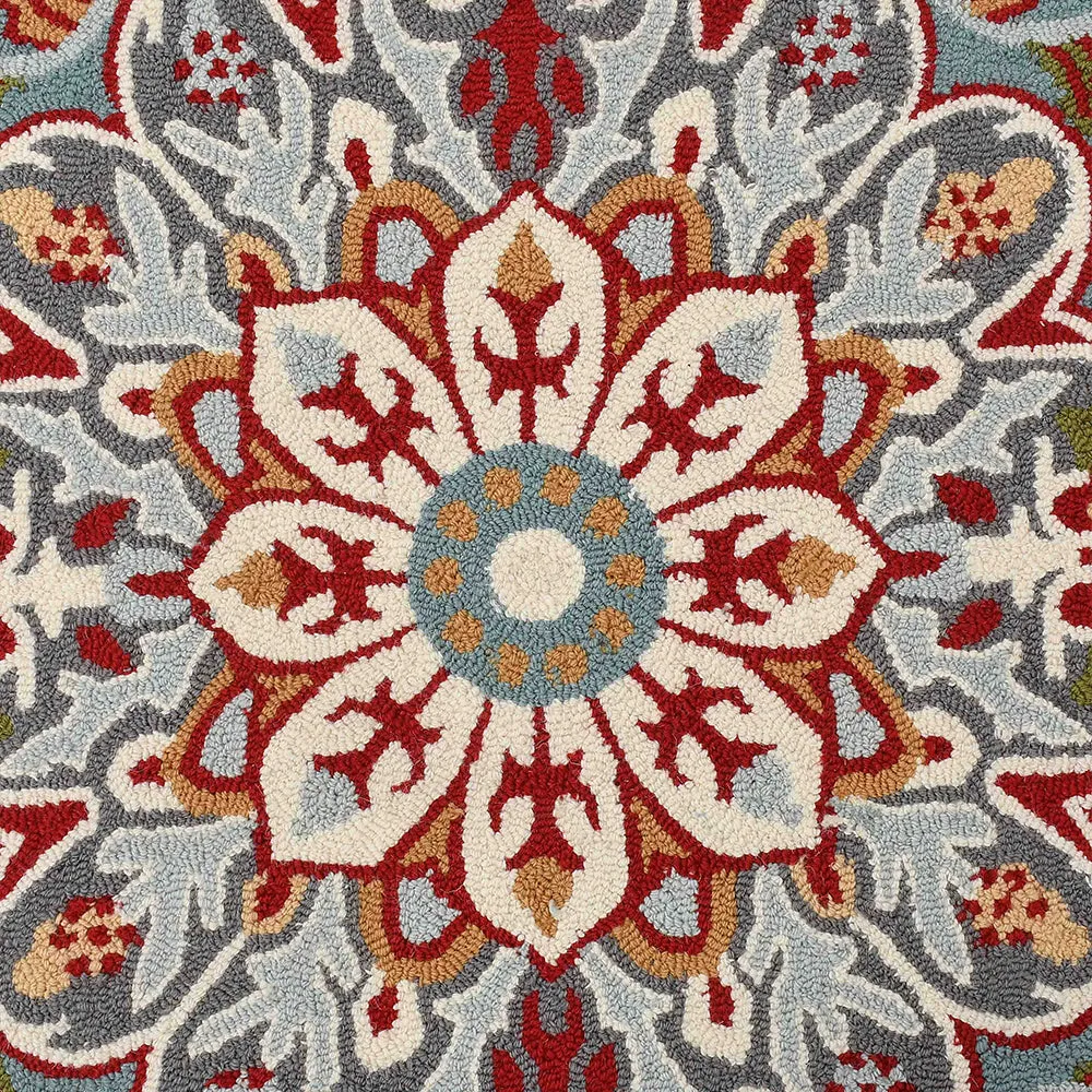 Designer Blue Traditional Print Hand Tufted Bordered Wool Carpet 4X6
