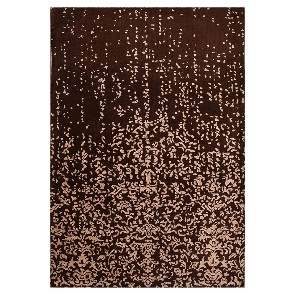 Designer Brown and Beige Abstract Print Polyester Hand Tufted Carpet 2X5