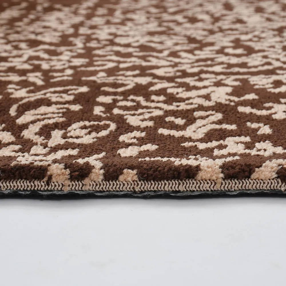 Designer Brown and Beige Abstract Print Polyester Hand Tufted Carpet 2X5