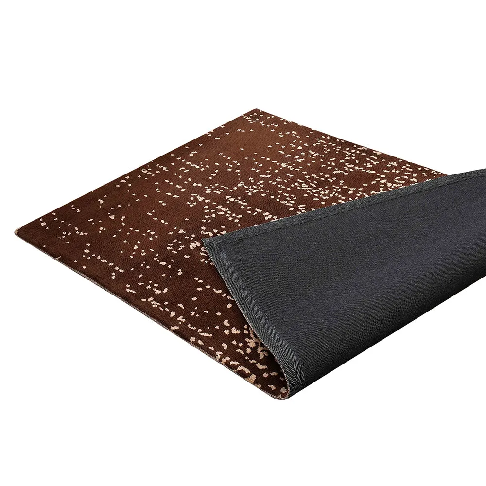 Designer Brown and Beige Abstract Print Polyester Hand Tufted Carpet 2X5