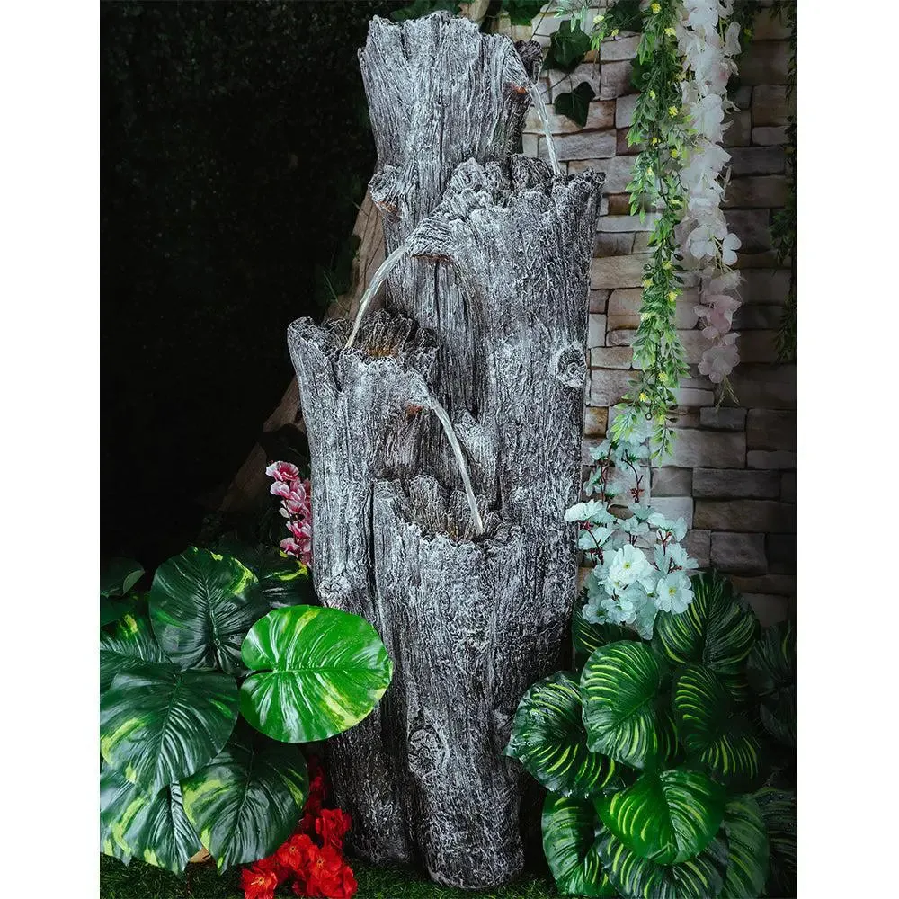 Designer Cascade Fiberglass & Resin Grey Indoor Water Fountain