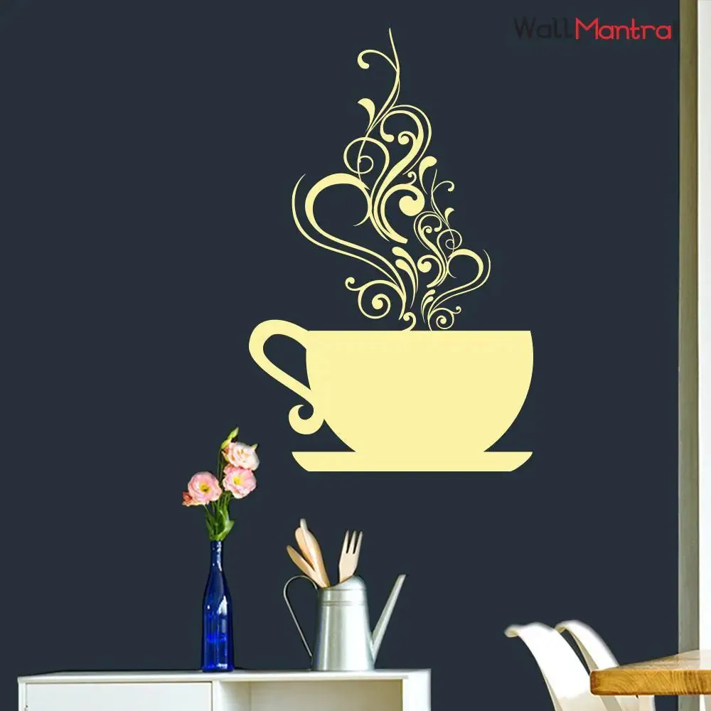 Designer Coffee Cup Wall Decal Wall Sticker