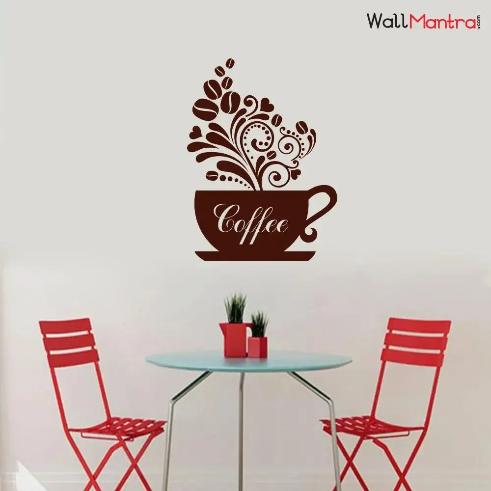 Designer Coffee Cup Wall Sticker Decal