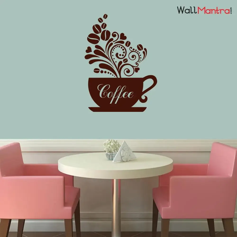 Designer Coffee Cup Wall Sticker Decal