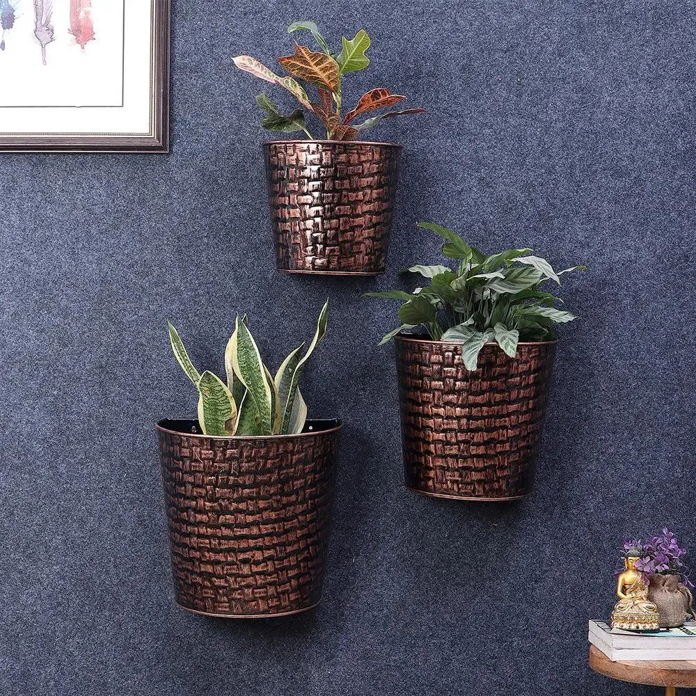 Designer Copper & Black Hammered Appeal Wall Planter Set of 3