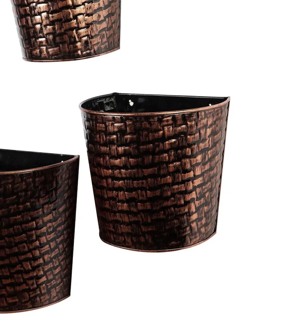 Designer Copper & Black Hammered Appeal Wall Planter Set of 3